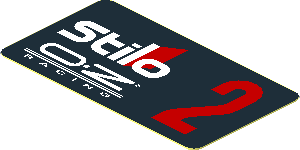 Sticker  1.0 x  1.8 with Red "2" and White Logos on Black Background Right