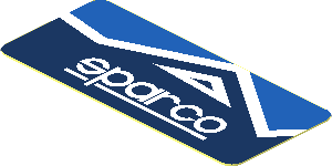 Sticker  0.8 x  1.8 with White Sparco Logo on Blue and White Background Right