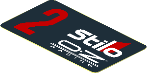 Sticker  1.0 x  1.8 with Red "2" and White Logos on Black Background Left