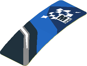 Sticker  0.8 x  1.9 with M-SPORT Logo on Black and Blue Background Right (Formed)