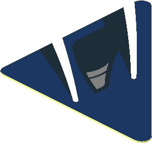 Sticker  1.8 x  1.8 Triangular with Black and White Stripes on Blue Background Right