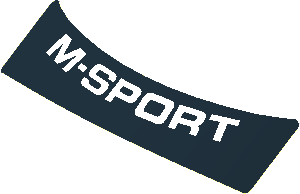 Sticker  1.2 x  3.9 with White M-SPORT on Black Background (Formed)