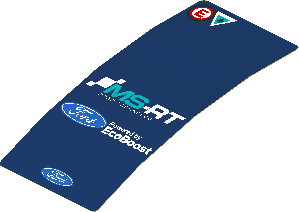 Sticker  4.0 x  1.8 with Ford and MS-RT Logos and Emergency Signals on Blue Background (Formed)