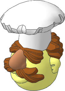 Minifig Head Muppet Swedish Chef with White Toque, Dark Orange Hair and Moustache Pattern