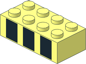 Brick  2 x  4 with Three Black Rectangles Pattern