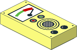 Tile  1 x  2 with Pegged Gauge, Red, Green and Black Buttons, Speaker Pattern