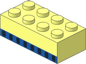 Brick  2 x  4 with Blue Stripe and 8 Black Windows Pattern