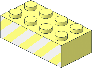Brick  2 x  4 with White Diagonal Stripes Pattern on Both Sides