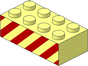 Brick  2 x  4 with Red Diagonal Stripes Pattern