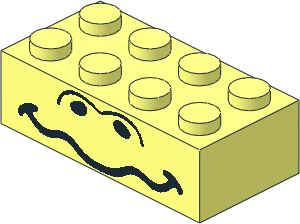 Brick  2 x  4 with Eyes and Wavy Mouth Pattern