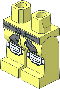 Minifig Hips and Legs with Silver Sash and White Knee Pads Pattern