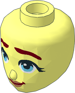 Figure Friends Head with Thick Dark Red Eyebrows, Medium Azure Eyes, Nougat Lips and Smirk Pattern