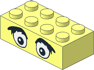 Brick  2 x  4 with Eyes and Bushy Eyebrows Pattern