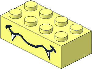 Brick  2 x  4 with Wavy Mouth and Fangs Pattern