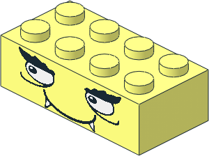 Brick  2 x  4 with Fangs and Smiling Face Pattern