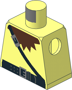 Minifig Torso with Brown Collar, Black Crossbelt, Silver Square Buckles Pattern