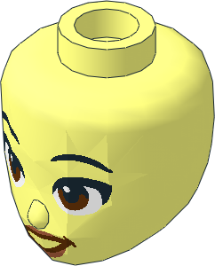 Figure Friends Head Black Eyebrows, Reddish Brown Eyes and Mouth, Dark Nougat Lips and Open Mouth Crooked Grin Pattern