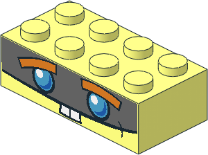 Brick  2 x  4 with Cartoon Humanoid Robot Face Pattern