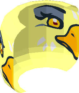 ~Minifig Head with Yellow Eyes, Sand Blue Eye Shadow, Bright Light Orange Beak and Wide Eyes/Narrow Eyes 2-Sided Pattern - Half