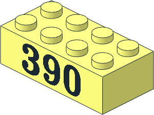 Brick  2 x  4 with Black "390" Pattern