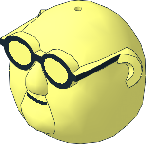 Minifig Head Muppet Bunsen Honeydew with Black Glasses Pattern