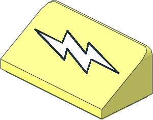 Slope Brick 31  1 x  2 x  0.667 with White Lightning Bolt Pattern