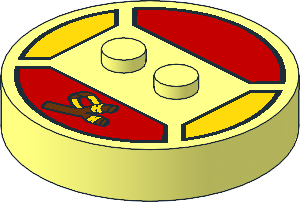 Brick  4 x  4 x  0.667 Round with RFID Tag and  2 Studs with Slingshot Pattern