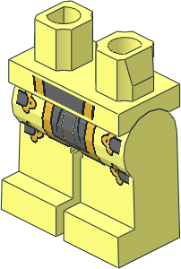 Minifig Hips and Legs with Gold and Dark Bluish Grey Loincloth and  4 Gold Clasps Pattern