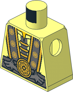 Minifig Torso with Dark Bluish Grey Robe, Gold Trim, Silver Dragons and Gold Lotus Pattern