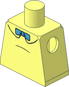 Minifig Torso with Black Collar and Dark Azure Bow Tie Pattern