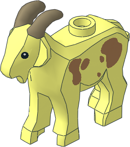 Animal Goat with Black Eyes, Dark Tan Horns and Medium Nougat Spots Pattern