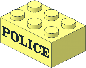 Brick  2 x  3 with Bold Black "POLICE" Pattern