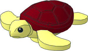 Animal Sea Turtle Baby with Black Eyes and Dark Red Shell Pattern