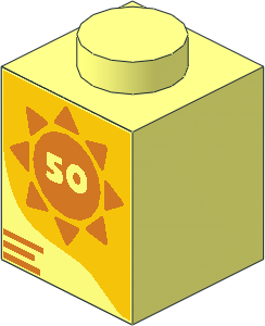 Brick  1 x  1 with Number 50 in Orange Sun on Yellow Background Pattern