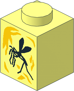 Brick  1 x  1 with Black Mosquito and Yellow Streaks Pattern