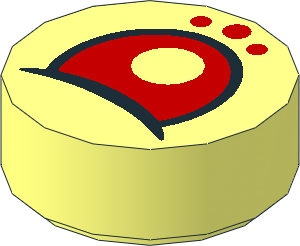 Tile  1 x  1 Round with Three Red Dots and Red Eye Pattern