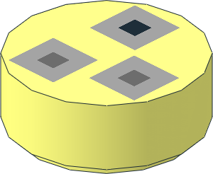 Tile  1 x  1 Round with Black and Dark Bluish Grey Squares within Light Bluish Grey Squares Pattern