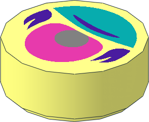 Tile  1 x  1 Round with Magenta Eye, Metallic Silver Pupil, Dark Turquoise Eyelid and Medium Lilac Fur Pattern