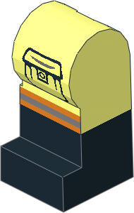 Minifig Leg Left with Black Lower Leg, Cargo Pocket, Orange and Silver Lines Pattern