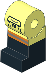 Minifig Leg Right with Black Lower Leg, Cargo Pocket, Orange and Silver Lines Pattern