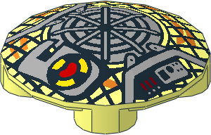 Dish  2 x  2 with Grid, Black Circles and Orange Lines Pattern