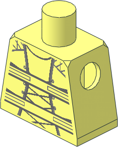 Minifig Torso with Dark Bluish Grey and Silver Harness Pattern
