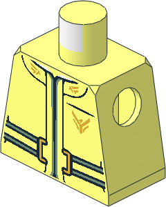 Minifig Torso with Jacket with Black Seams, Sand Green Belt and Gold Buckle and Atreides Hawk Crest Pattern