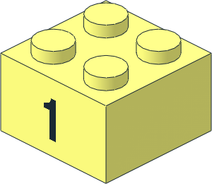 Brick  2 x  2 with Black "1" Pattern