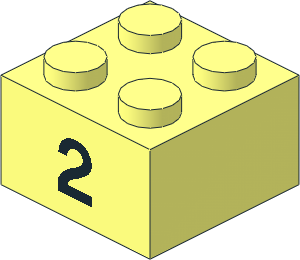 Brick  2 x  2 with Black "2" Pattern