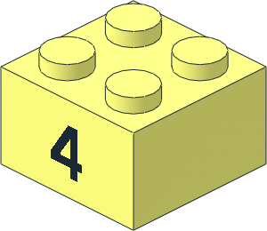 Brick  2 x  2 with Black "4" Pattern