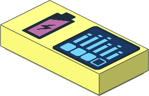 Tile  1 x  2 with Black and Metallic Pink Battery and Medium Azure Bars on Dark Blue Screen Pattern