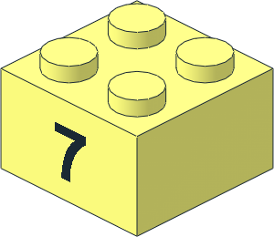 Brick  2 x  2 with Black "7" Pattern