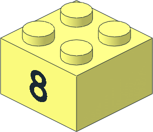 Brick  2 x  2 with Black "8" Pattern