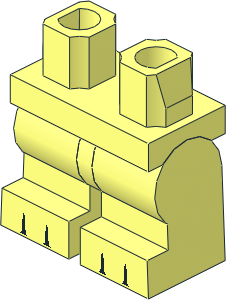 Minifig Hips and Legs Medium with Black Gaps between 6 Toes Pattern